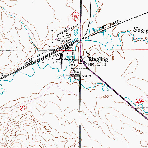 Topographic Map of Ringling Elementary School, MT