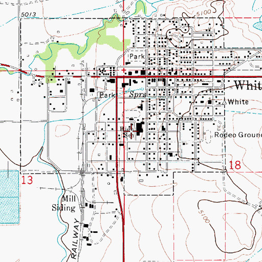 Topographic Map of White Sulphur Springs High School, MT