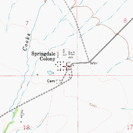 Topographic Map of Springdale Colony School, MT