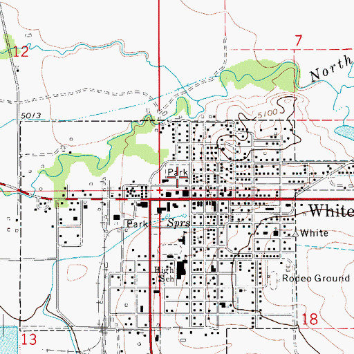 Topographic Map of White Sulphur Springs City Park, MT