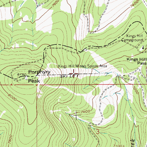 Topographic Map of Ruby Gulch Ski Trail, MT