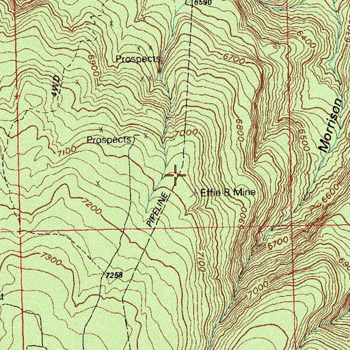Topographic Map of Effie B. Mine, CO
