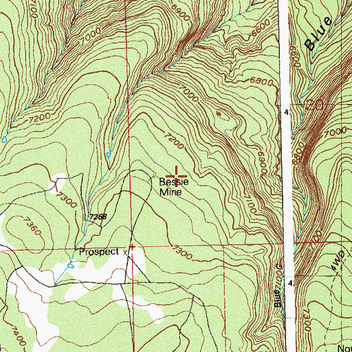 Topographic Map of Bessie Mine, CO