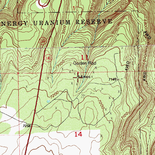 Topographic Map of Golden Rod Mines, CO