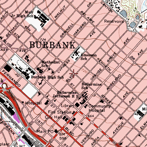 Topographic Map of American Academy of Reflexology, CA