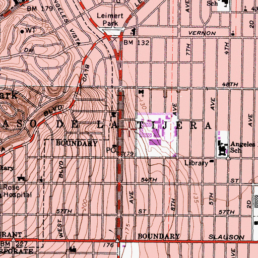 Topographic Map of Crenshaw Senior High School, CA