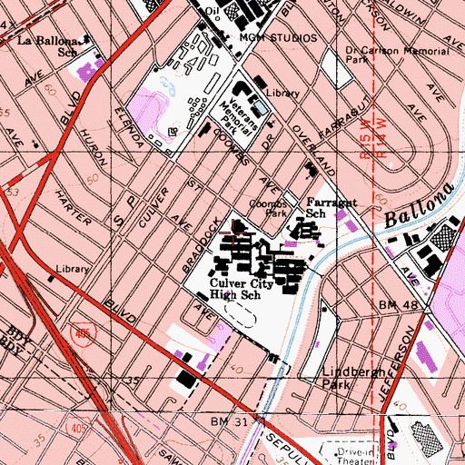 Topographic Map of Culver City Middle School, CA