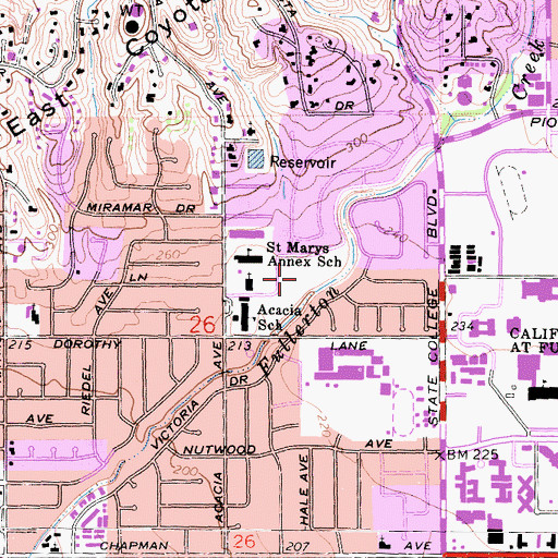 Topographic Map of Acacia Park, CA