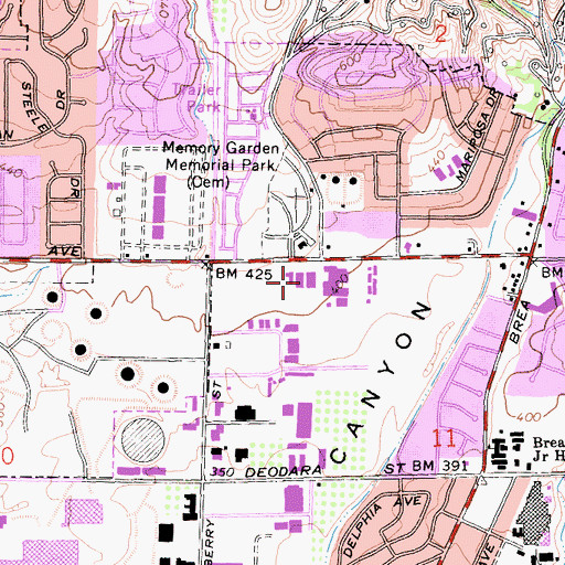 Topographic Map of Brea Community Hospital, CA