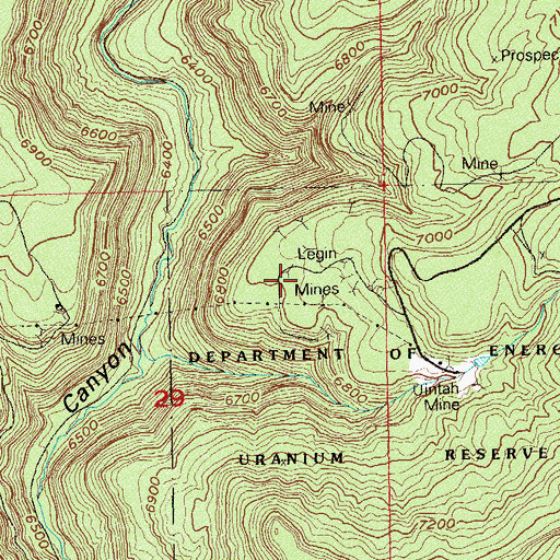 Topographic Map of Legin Mines, CO