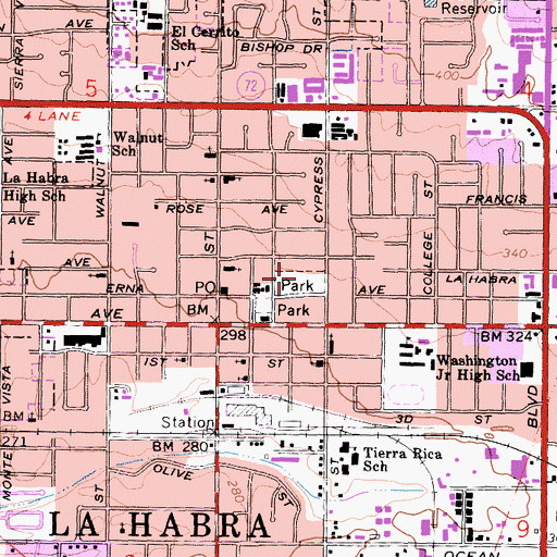 Topographic Map of El Centro Park, CA