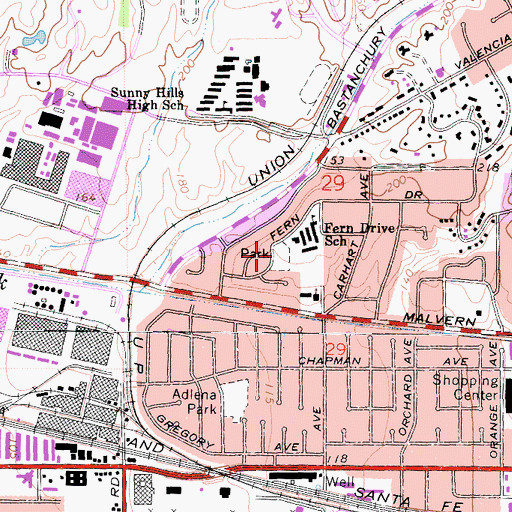 Topographic Map of Fern Drive Park, CA