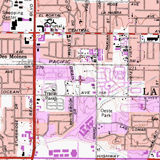 Topographic Map of Friendly Hills Regional Medical Center (historical), CA
