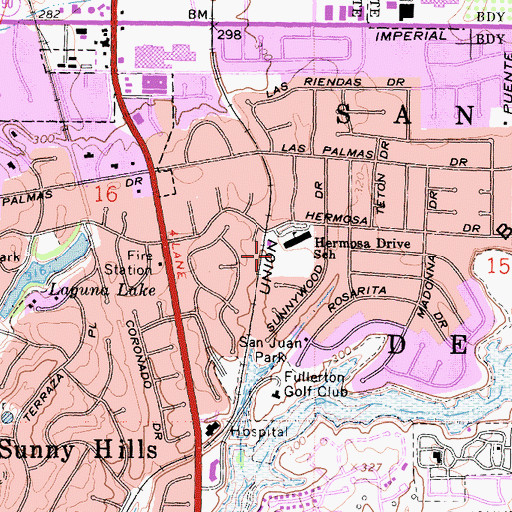 Topographic Map of Hermosa School Park, CA