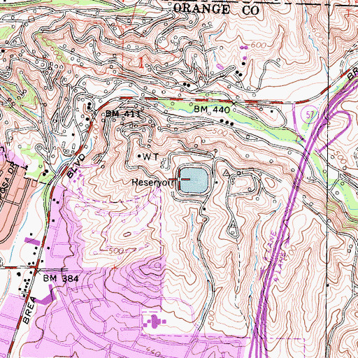 Topographic Map of Humble Reservoir, CA