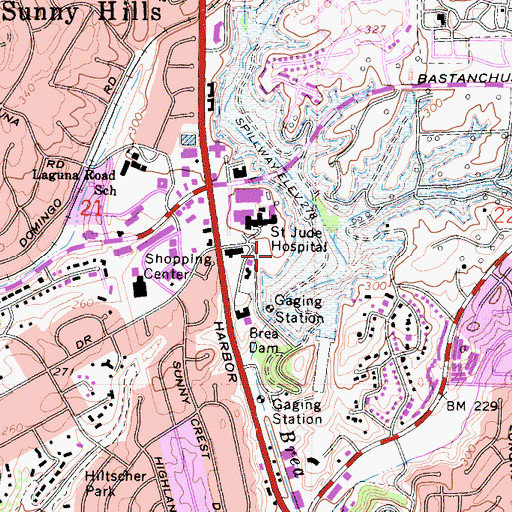 Topographic Map of Leonard Andrews Tennis Center, CA
