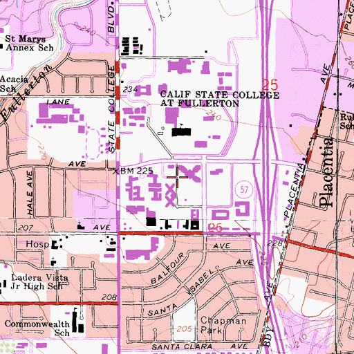 Topographic Map of Pacific Christian College, CA