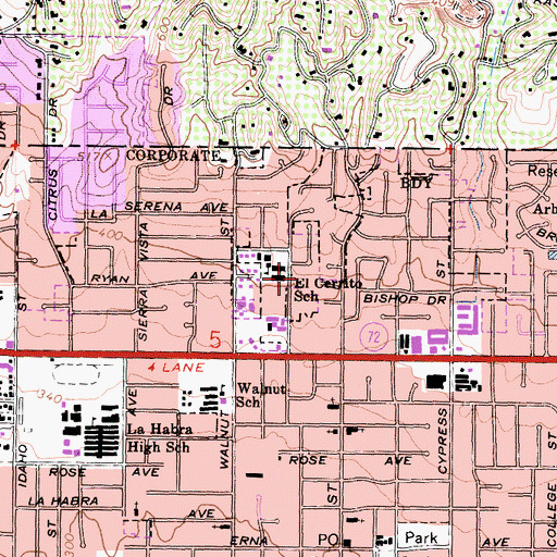 Topographic Map of San Miguel Park, CA