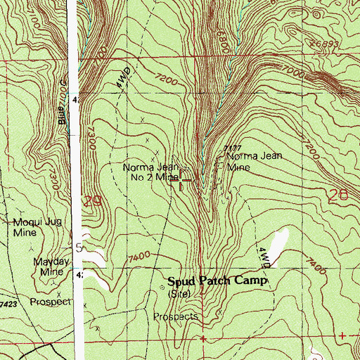 Topographic Map of Norma Jean Number 2 Mine, CO