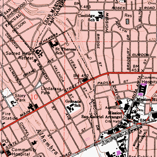 Topographic Map of Alhambra Clinic, CA