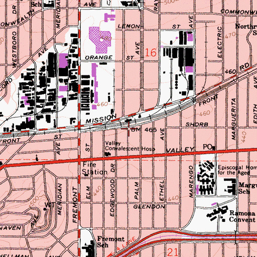 Topographic Map of Alhambra Health Center, CA