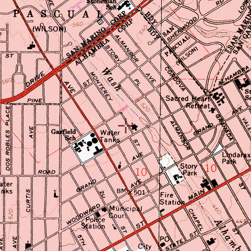 Topographic Map of Carmel of Saint Teresa Convent, CA