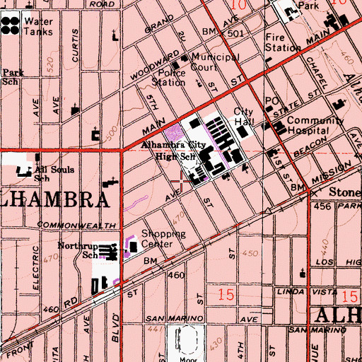 Topographic Map of First Christian Church, CA