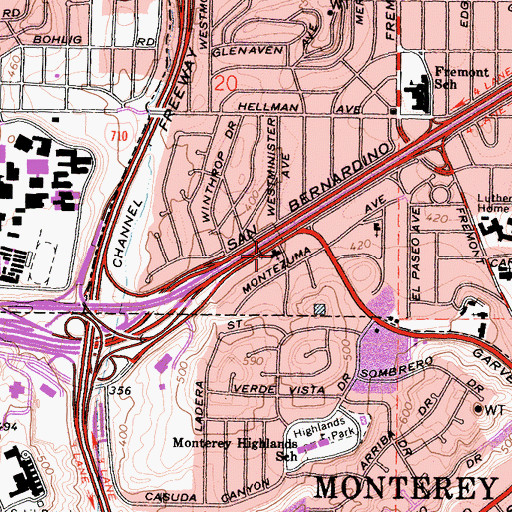 Topographic Map of Freeway Baptist Church, CA