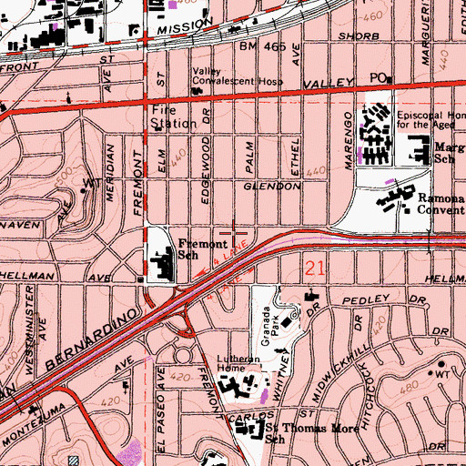 Topographic Map of Fremont Youth Center, CA