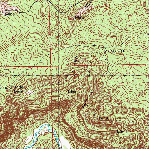 Topographic Map of Uncle Sam Mine, CO