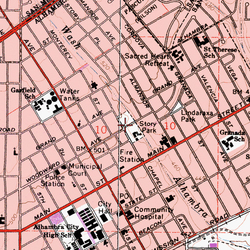 Topographic Map of Joslyn Adult Recreation Center, CA