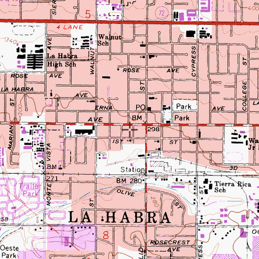 Topographic Map of Central Plaza Shopping Center, CA