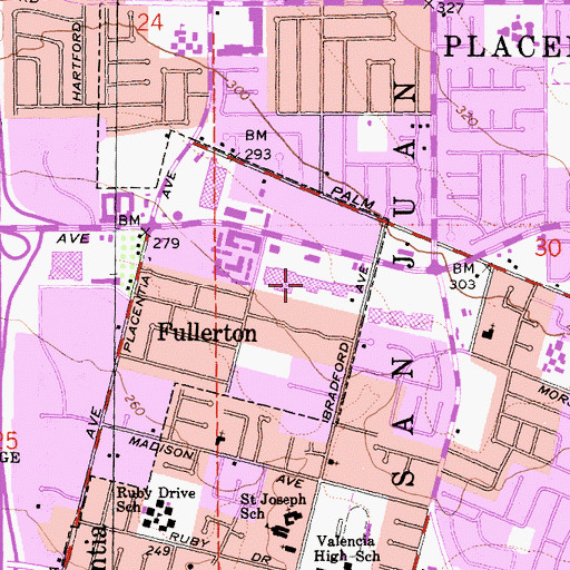 Topographic Map of Crossroads Shopping Center, CA