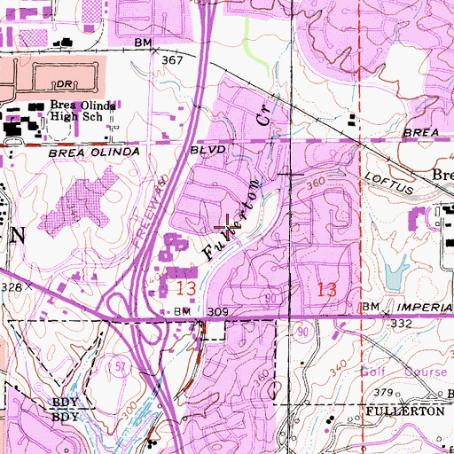 Topographic Map of Greenbriar Park, CA