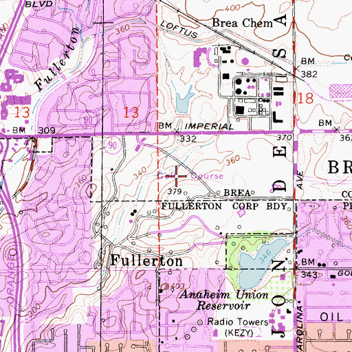 Topographic Map of Imperial Golf Course (historical), CA