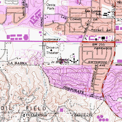 Topographic Map of Las Positas Elementary School, CA