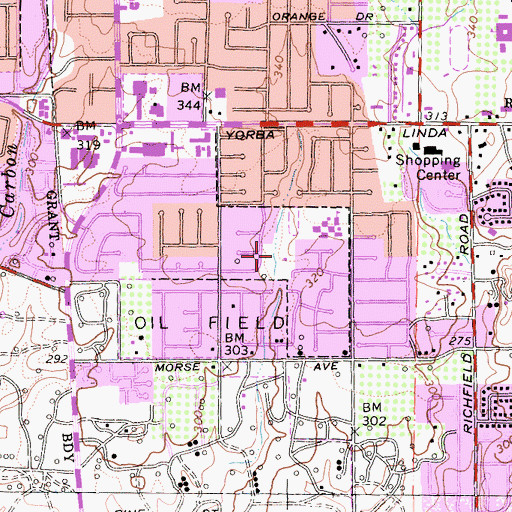 Topographic Map of Parque De Los Vaqueros, CA