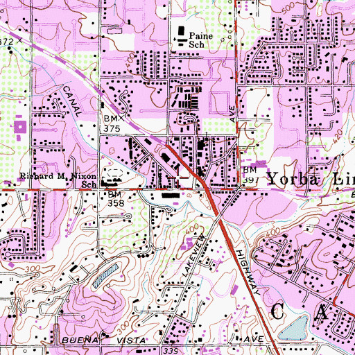 Topographic Map of R M Nixon Park, CA