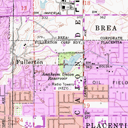 Topographic Map of Tri City Park, CA