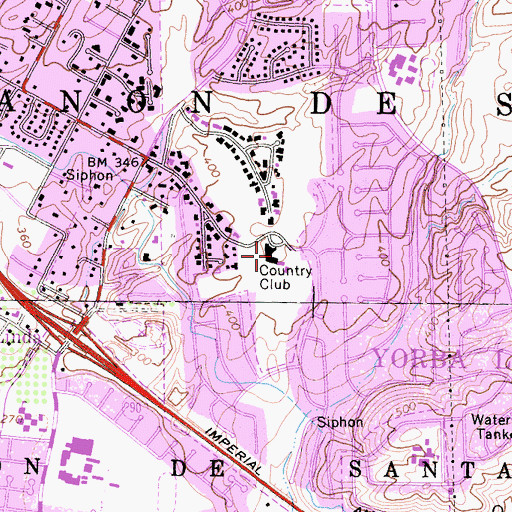 Topographic Map of Yorba Linda Golf Course, CA