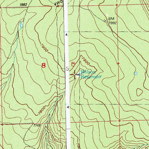 Topographic Map of Wilson Reservoir, CO