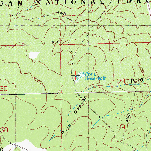 Topographic Map of Pony Reservoir, CO
