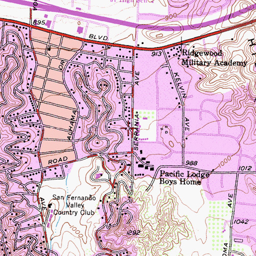 Topographic Map of Serrania Elementary School, CA
