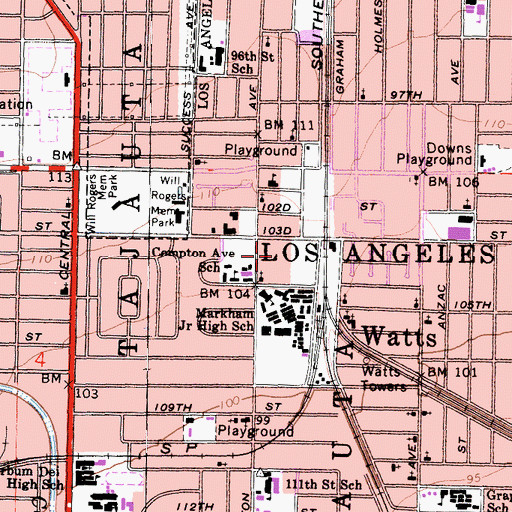 Topographic Map of Hacienda Village, CA