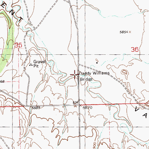 Topographic Map of Daddy Williams Bridge, CO