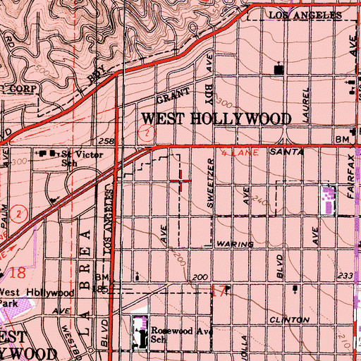 Topographic Map of Hollywood Film Archive Library, CA