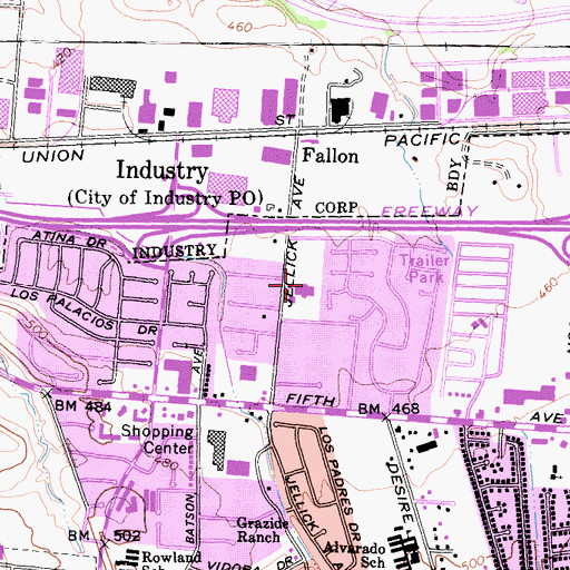Topographic Map of Jellick Elementary School, CA