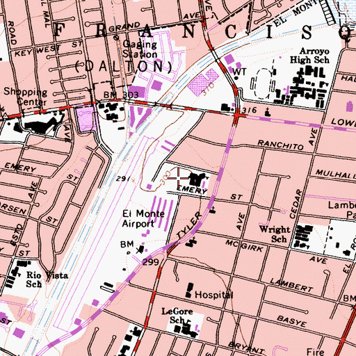 Topographic Map of Mulhall Elementary School, CA