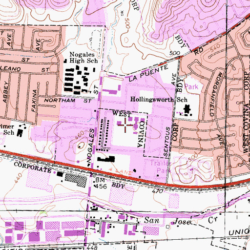Topographic Map of Rincoln Intermediate School, CA