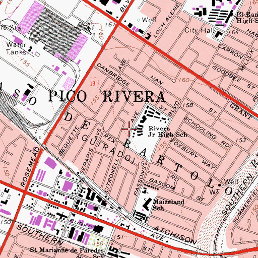 Topographic Map of Rivera Elementary School, CA